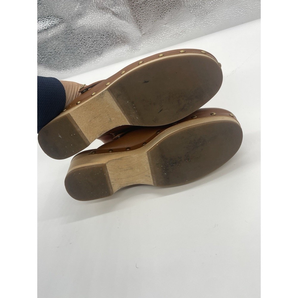 J.Crew Convertible Leather Clogs Womens Sz 9.5 Cognac Brown Boho Casual Shoes - Picture 7 of 8